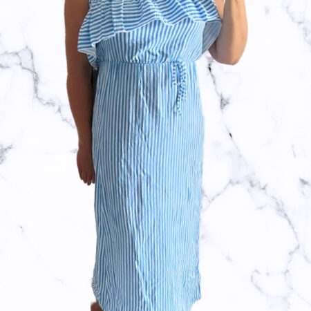 Strapless dress - Striped blue