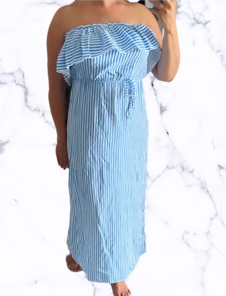 Strapless dress - Striped blue