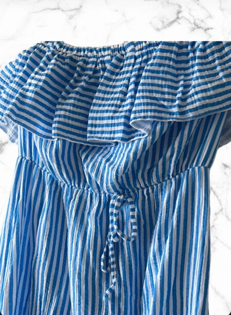 Strapless dress - Striped blue