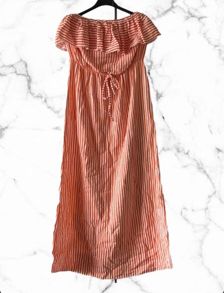 Strapless dress - Striped orange
