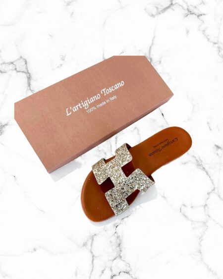 Slippers glitter gold