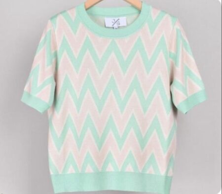 Top zig zag print mint - FASHION ICON