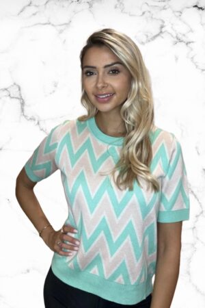 Top zig zag print mint - FASHION ICON