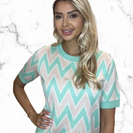 Top zig zag print mint - FASHION ICON