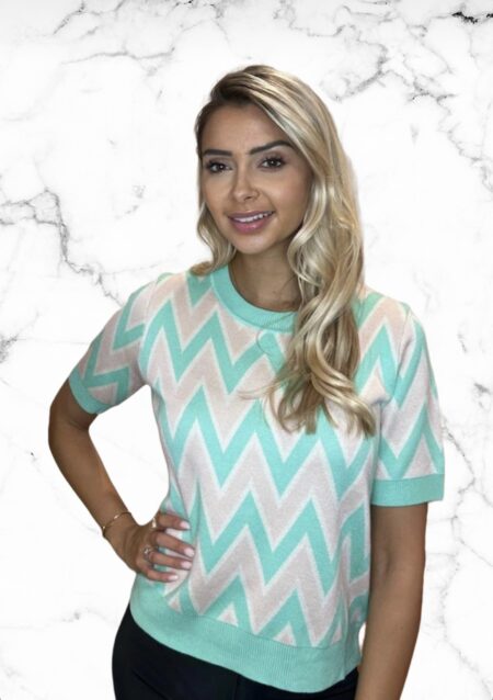 Top zig zag print mint - FASHION ICON