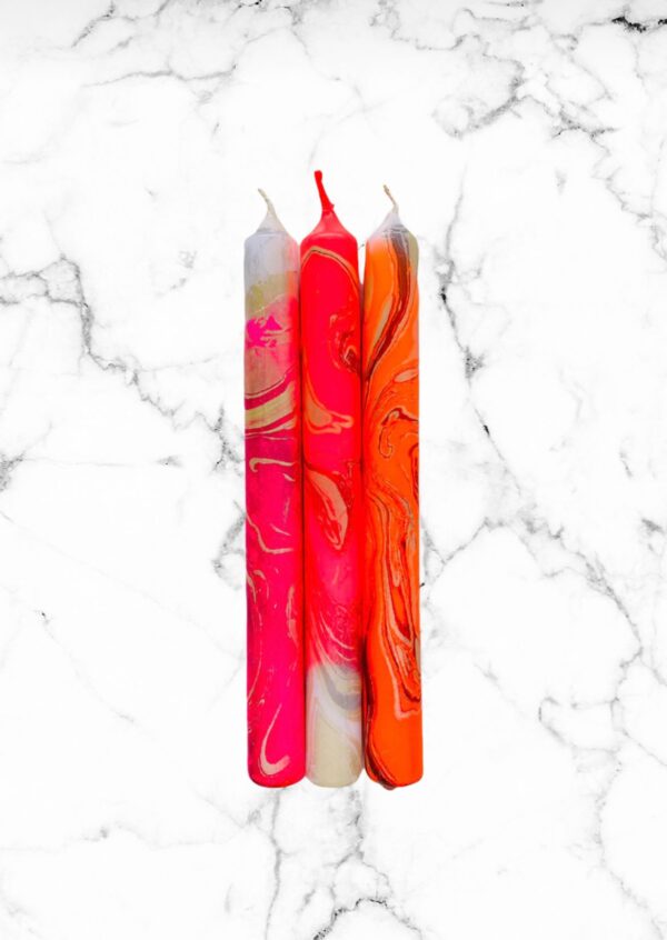 Kaarsen Dip Dye Marble Neon - FASHION ICON