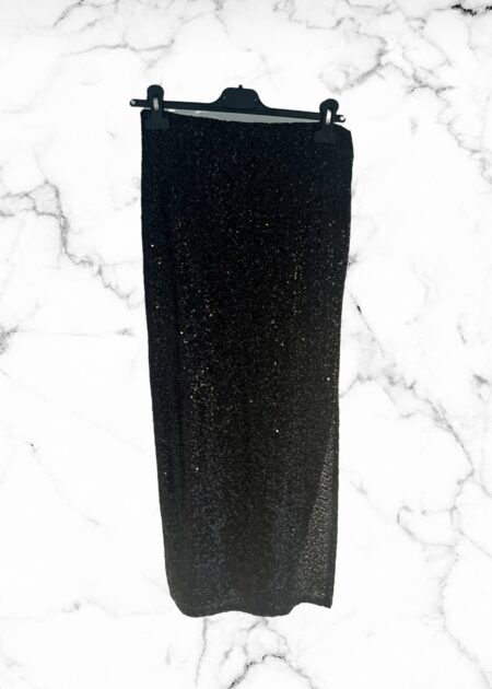 Glitter midi-rok zwart