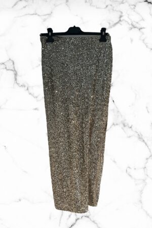 Glitter midi-rok zilver