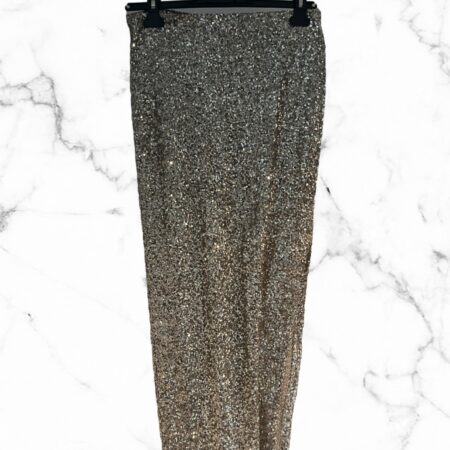 Glitter midi-rok zilver