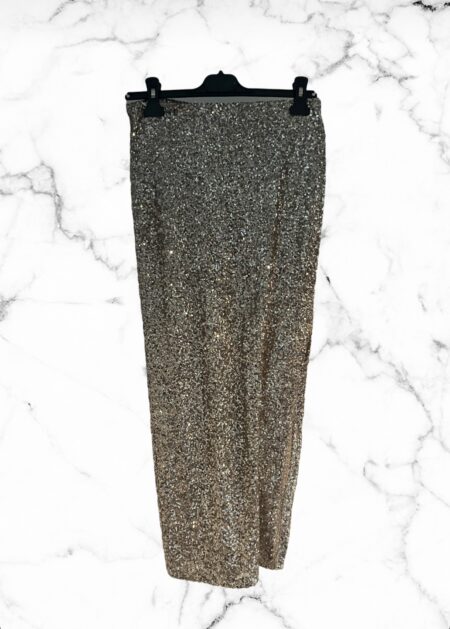 Glitter midi-rok zilver