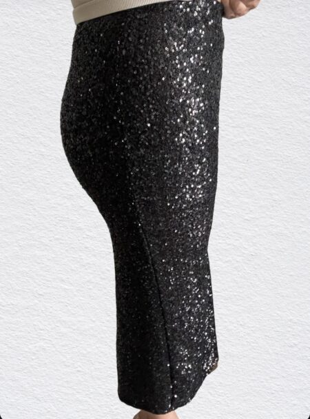 Glitter midi-rok zwart