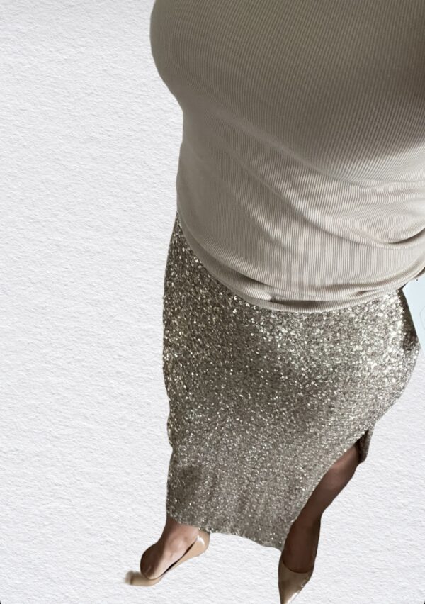 Glitter midi-rok zilver