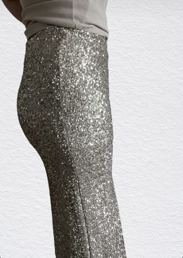 Glitter midi-rok zilver