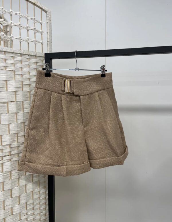 Tweed short dames beige