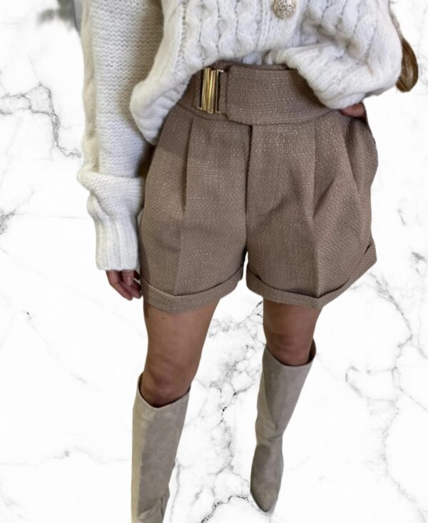 Tweed short dames beige