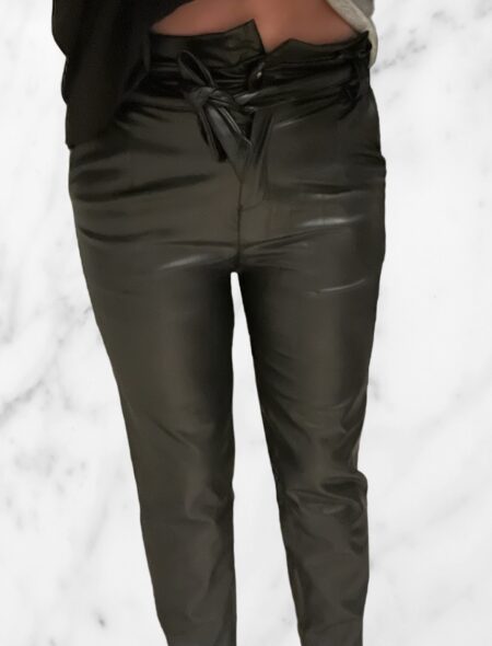 PU leather pants zwart