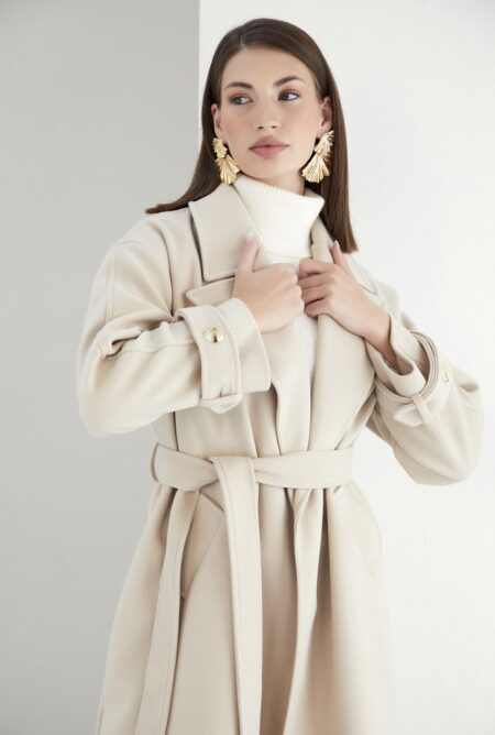 Midi wollen jas beige - Afbeelding 2