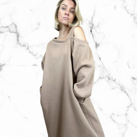 Sweater jurk taupe Merli