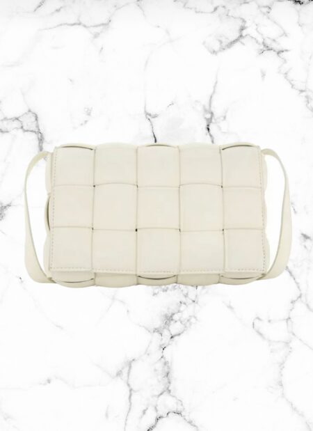 Crossbody bag gevlochten crème