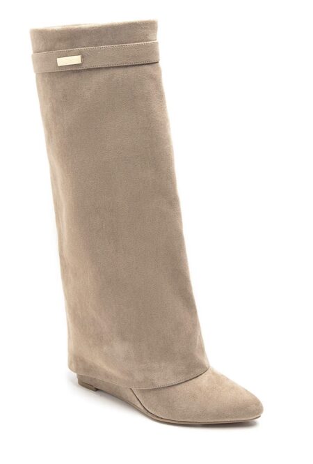 Beige suède laarzen dames