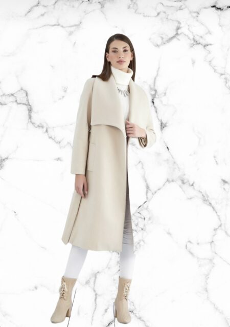 Midi wollen jas beige