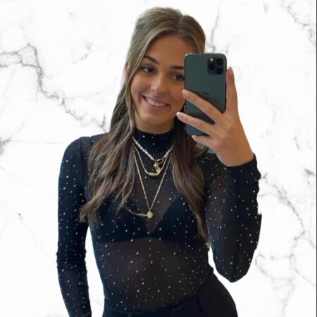 Zwarte body met diamantjes