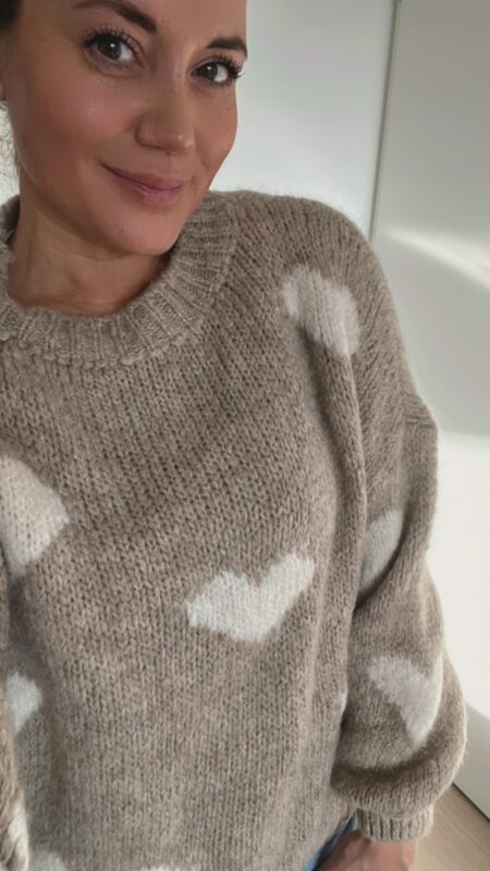 Hartjes trui taupe - Afbeelding 3