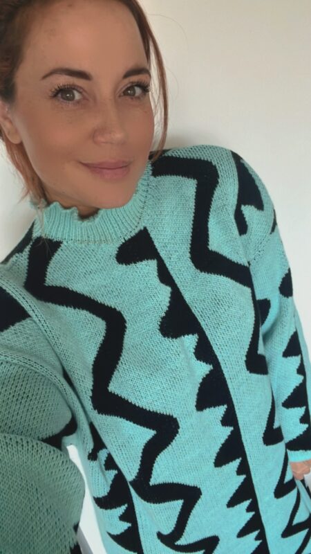 Zig zag maxi jurk mintgroen - Afbeelding 2