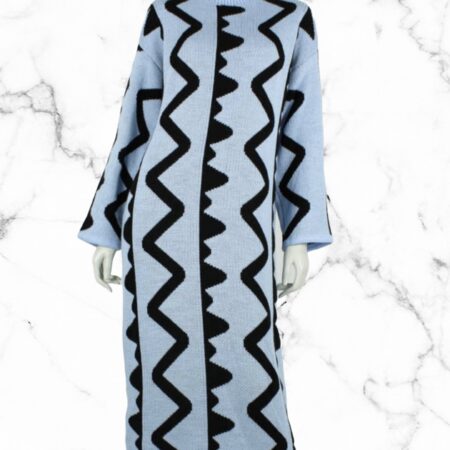 Zig zag maxi jurk blauw