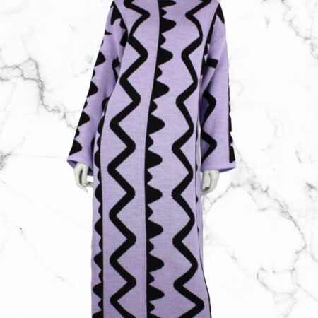 Zig zag maxi jurk lila