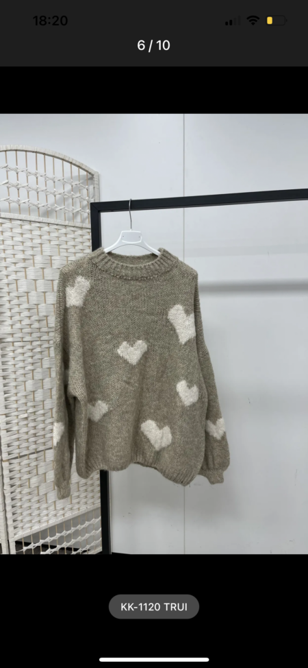 Hartjes trui taupe - Afbeelding 2