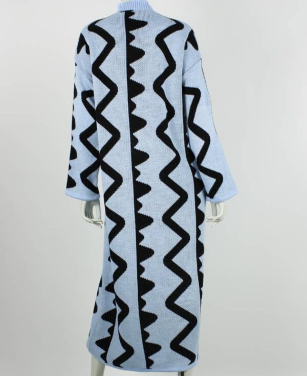 Zig zag maxi jurk blauw - Afbeelding 3