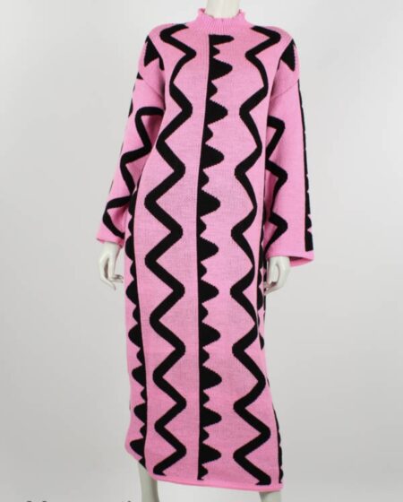 Zig zag maxi jurk roze - Afbeelding 3