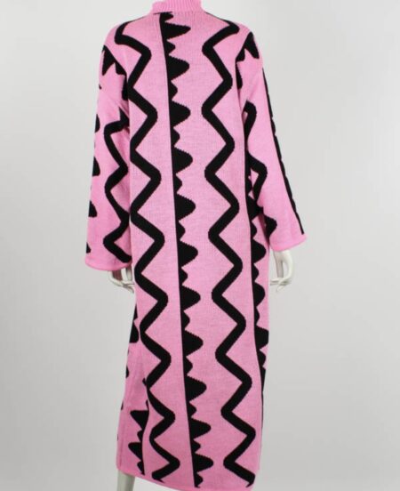 Zig zag maxi jurk roze - Afbeelding 4