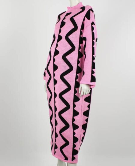 Zig zag maxi jurk roze - Afbeelding 5