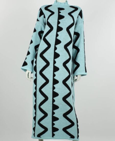 Zig zag maxi jurk mintgroen - Afbeelding 4