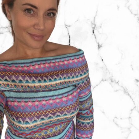 Aztec top off shoulder blauw