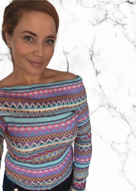 Aztec top off shoulder blauw