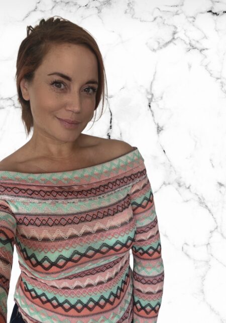 Aztec top off shoulder peach