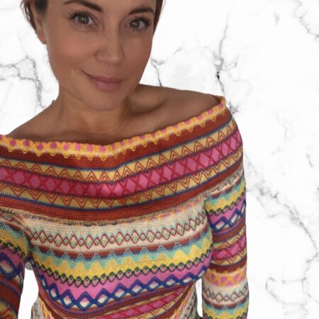 Aztec top off shoulder neon