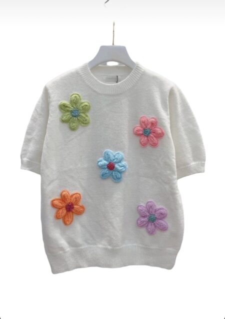 Witte top met bloemen - Afbeelding 3