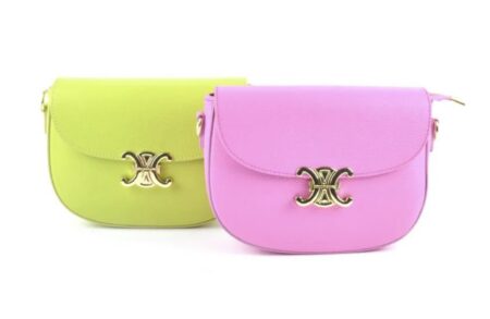 Roze leren schoudertas Celina