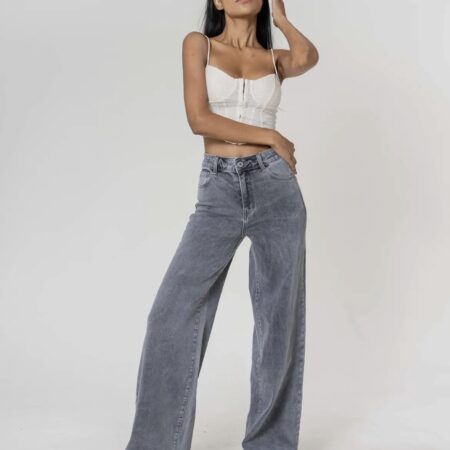 Grijze denim jeans wide legs