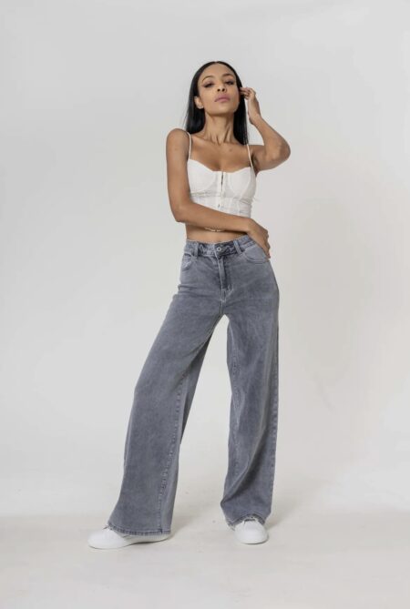 Grijze denim jeans wide legs