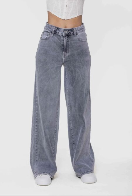 Grijze denim wide legs - Afbeelding 4