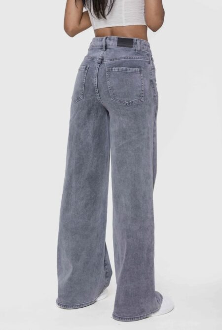 Grijze denim wide legs - Afbeelding 3