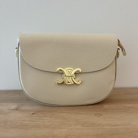 Creme leren tas Celina