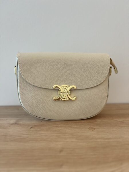 Creme leren tas Celina