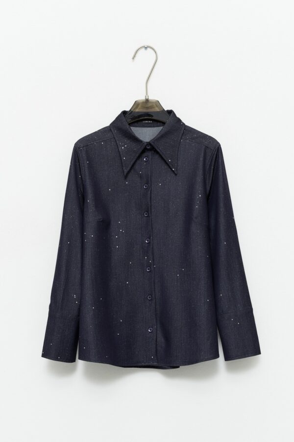 Donkerblauwe blouse glitter