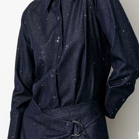 Donkerblauwe blouse glitter
